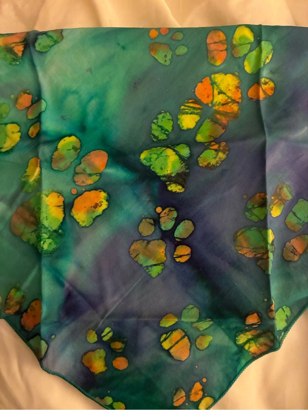 Doggy Tie-Dye Paw Print Bandana - Teal & Green - NWT